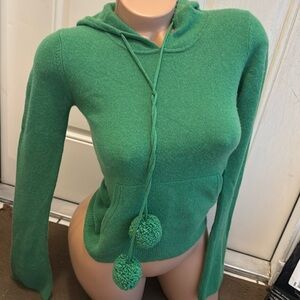 Y2K juicy couture pom pom hoodie hooded sweater size P 100% cashmere HAS DAMAGE!